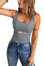 Load image into Gallery viewer, Heathered Cutout Scoop Neck Tank