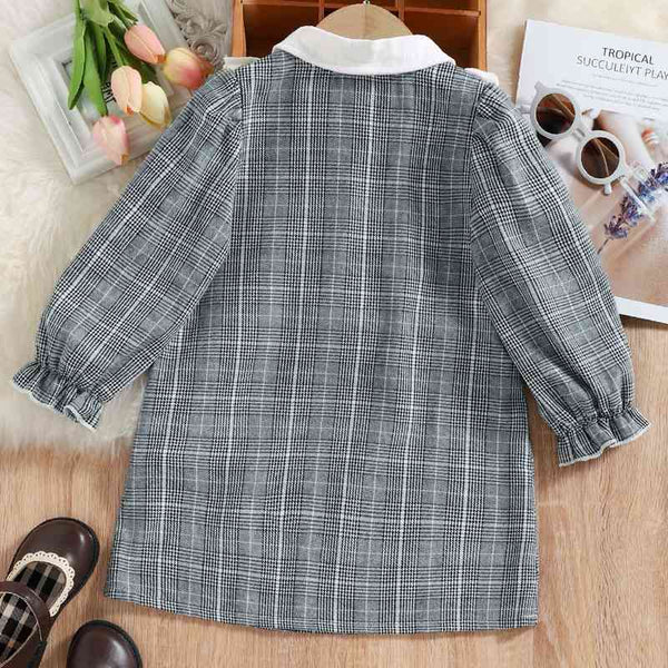 Baby Girl Plaid Flounce Sleeve Dress