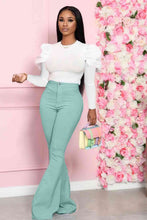 Load image into Gallery viewer, Leg-Of-Mutton Sleeve Top and Flare Pants Set