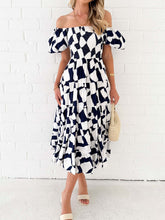 Load image into Gallery viewer, Tiered Smocked Puff Sleeve Dress