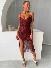 Load image into Gallery viewer, Sequin Fringe Spaghetti Strap Dress