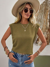 Load image into Gallery viewer, Textured Round Neck Cap Sleeve Blouse
