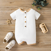 Load image into Gallery viewer, Baby Round Neck Buttoned Short Sleeve Jumpsuit
