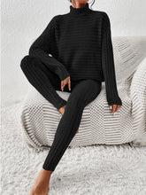 Load image into Gallery viewer, Ribbed Turtleneck Top and Pants Set