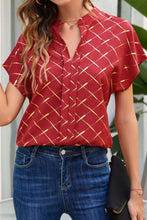 Load image into Gallery viewer, Printed Notched Short Sleeve Blouse