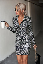 Load image into Gallery viewer, Leopard Half-Zip Mini Dress