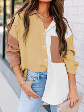 Load image into Gallery viewer, Color Block Button Up Collared Neck Shirt