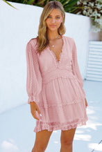 Load image into Gallery viewer, Swiss Dot Frill V-Neck Mini Dress