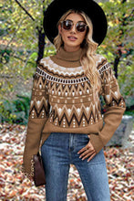 Load image into Gallery viewer, Geometric Turtleneck Long Sleeve Sweater