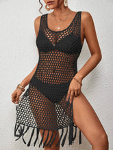 Load image into Gallery viewer, Cutout Wide Strap Cover Up with Tassel