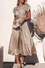 Load image into Gallery viewer, Satin Cap Sleeve Tie Back Midi Dress
