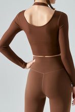 Load image into Gallery viewer, Halter Neck Long Sleeve Cropped Sports Top