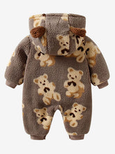 Load image into Gallery viewer, Baby Bear Zip Up Long Sleeve Hooded Jumpsuit