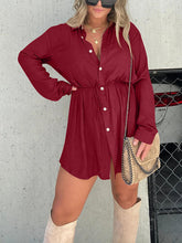 Load image into Gallery viewer, Button Up Long Sleeve Slit Shirt and Shorts Set