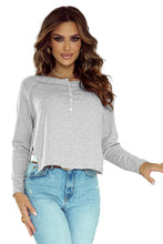Load image into Gallery viewer, Buttoned Slit Long Sleeve Top