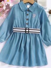 Load image into Gallery viewer, Baby Girl Half Button Long Sleeve Dress
