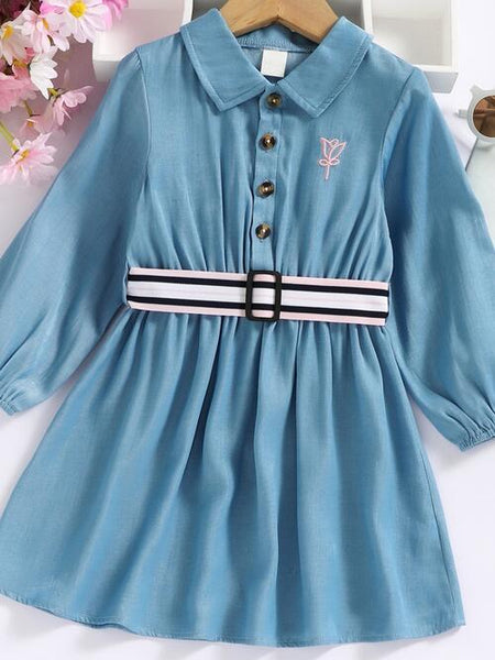 Baby Girl Half Button Long Sleeve Dress