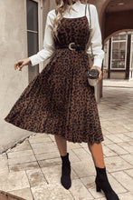 Load image into Gallery viewer, Leopard Print Spaghetti Straps Straight Neck Midi Dress