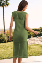 Load image into Gallery viewer, Slit Round Neck Sleeveless Sweater Dress