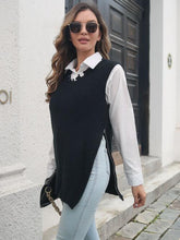 Load image into Gallery viewer, Frayed Hem Slit Sweater Vest