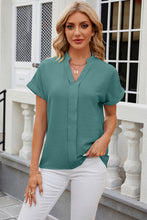 Load image into Gallery viewer, Notched Short Sleeve Blouse