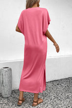 Load image into Gallery viewer, Round Neck Short Sleeve Side Slit Midi Dress