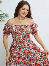 Load image into Gallery viewer, Plus Size Floral Smocked Square Neck Dress