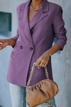 Load image into Gallery viewer, Double-Breasted Padded Shoulder Blazer with Pockets