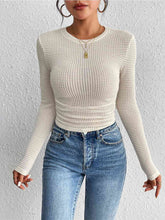 Load image into Gallery viewer, Round Neck Ruched Knit Top