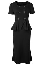 Load image into Gallery viewer, Square Neck Short Sleeve Pencil Dress