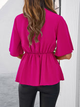 Load image into Gallery viewer, Surplice Tie Waist Half Sleeve Blouse