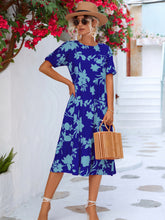 Load image into Gallery viewer, Floral Puff Sleeve Ruffle Hem Midi Dress