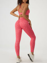 Load image into Gallery viewer, Leopard Crisscross Top and Leggings Active Set