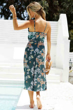 Load image into Gallery viewer, Floral Tied Cutout Split Spaghetti Strap Dress