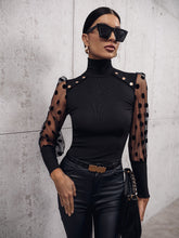 Load image into Gallery viewer, Buttoned Lantern Sleeve Turtle Neck Blouse