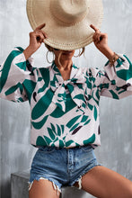 Load image into Gallery viewer, Printed Tie Neck Puff Sleeve Blouse