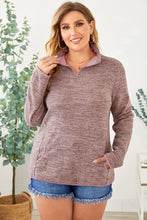 Load image into Gallery viewer, Plus Size Heathered Quarter Zip Pullover