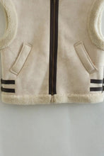 Load image into Gallery viewer, Collared Zip-Up Suede Sherpa Vest