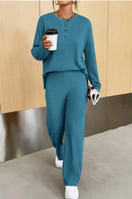 Load image into Gallery viewer, Ribbed Half Button Top and Pants Set