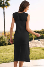 Load image into Gallery viewer, Slit Round Neck Sleeveless Sweater Dress