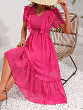 Load image into Gallery viewer, Swiss Dot Ruffled Short Sleeve Dress