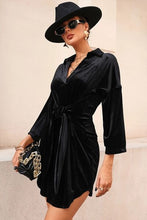 Load image into Gallery viewer, Tie Waist Collared Neck Mini Dress