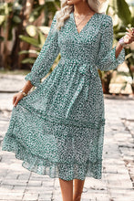 Load image into Gallery viewer, Leopard Surplice Tie Belt Slit Dress