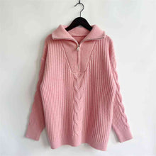 Load image into Gallery viewer, Ribbed Half Zip Long Sleeve Sweater