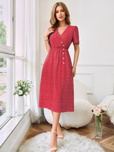 Load image into Gallery viewer, Printed Decorative Button Slit Dress