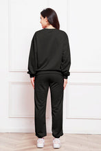 Load image into Gallery viewer, Round Neck Long Sleeve Sweatshirt and Pants Set