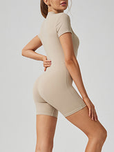 Load image into Gallery viewer, Half Zip Short Sleeve Active Romper