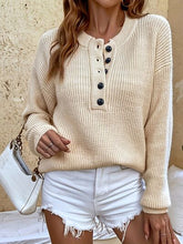 Load image into Gallery viewer, Half Button Dropped Shoulder Sweater