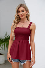Load image into Gallery viewer, Smocked Square Neck Babydoll Tank