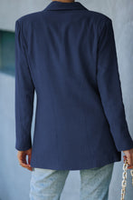 Load image into Gallery viewer, Double-Breasted Padded Shoulder Blazer with Pockets